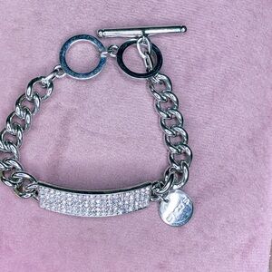 4170. Chico’s Silvertone Chain Bracelet with Rhinestones